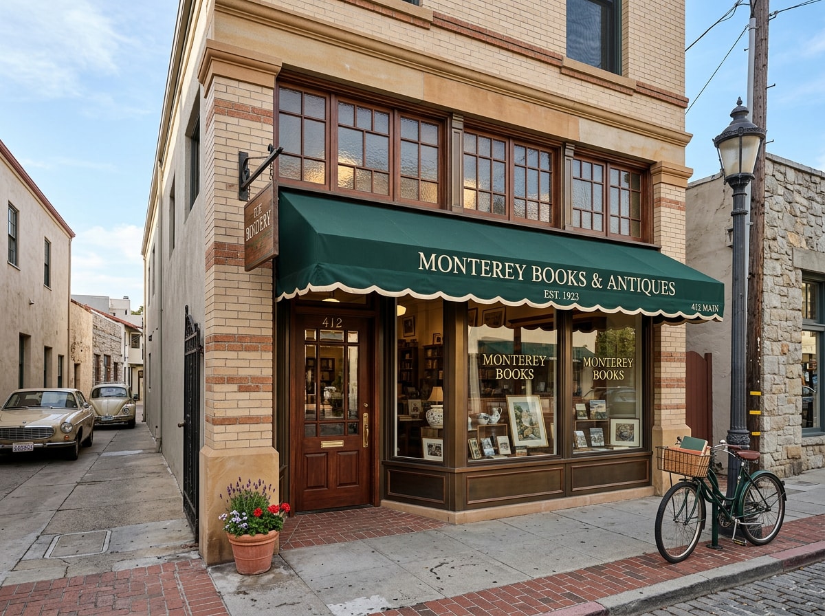 Historic storefront renovation in a Monterey Peninsula downtown district with restored facade detailing