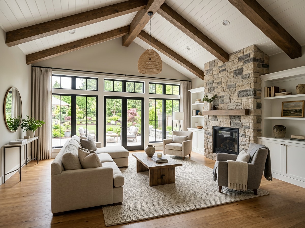 Finished family room addition with large windows in a Royal Oaks, CA home