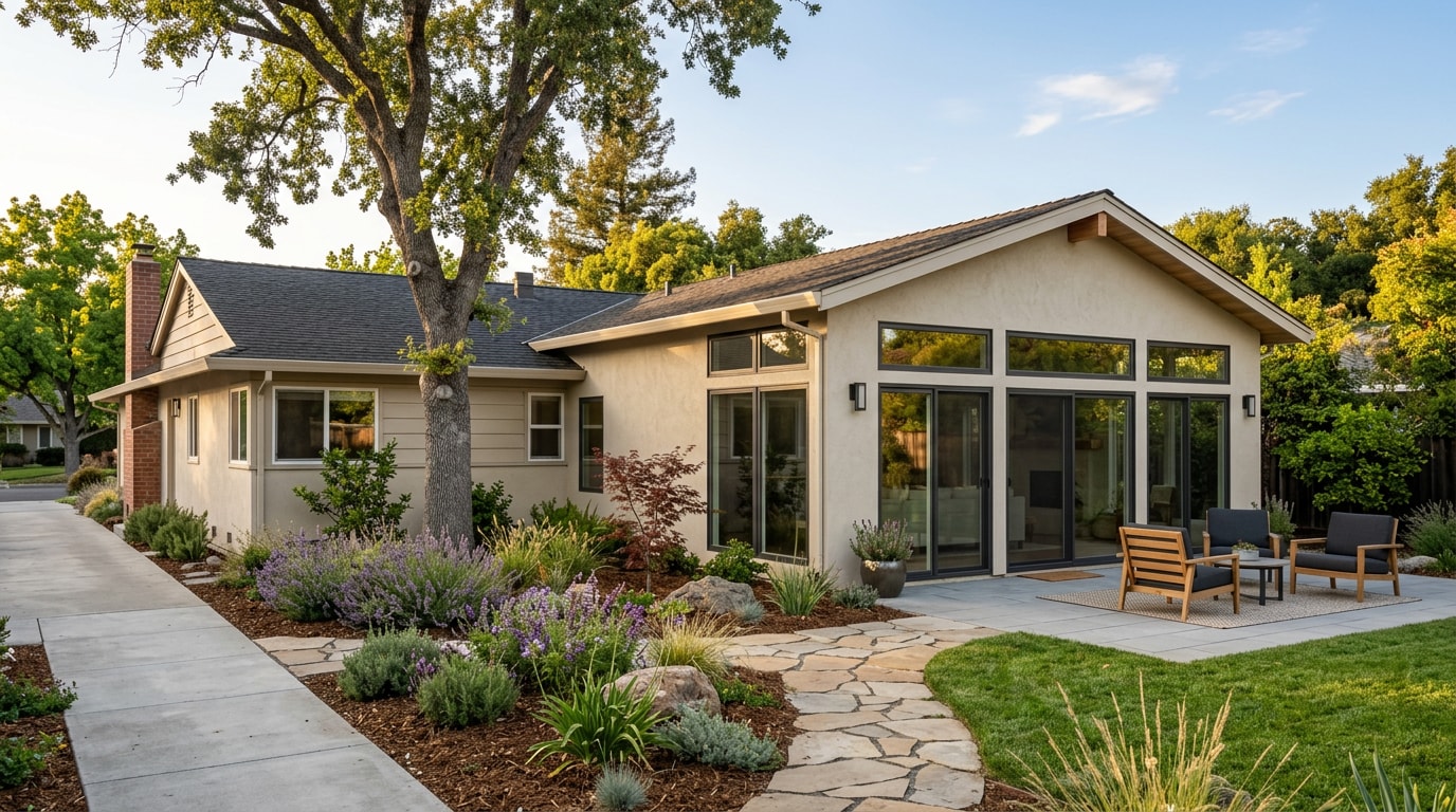 Completed family room addition on a Royal Oaks, CA home