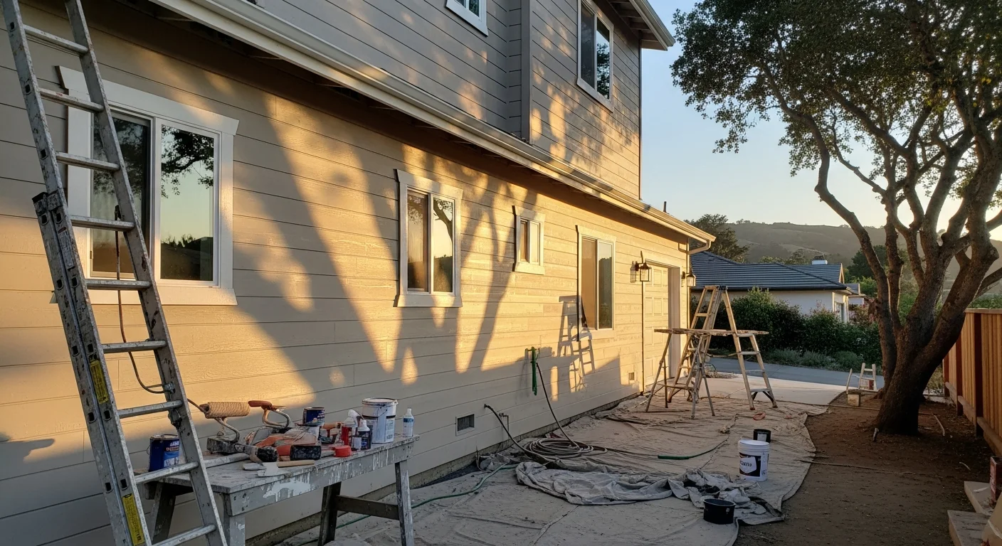 Home exterior with new siding and fresh paint