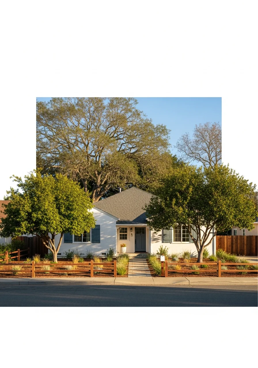 Watsonville home exterior with practical landscaping, clear property boundaries, and established neighborhood setting.