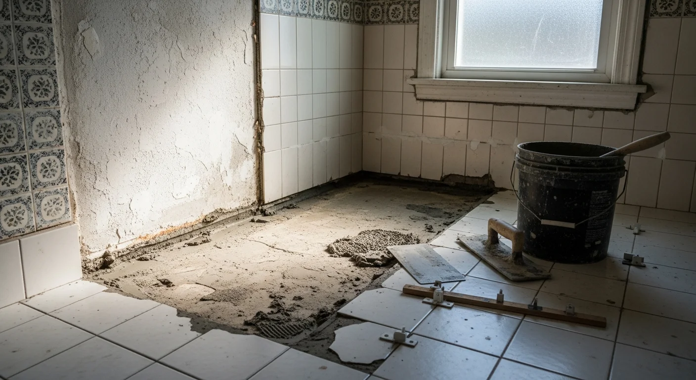 Close-up of a freshly repaired bathroom tile wall in a Royal Oak home, showing clean grout lines and a smooth, watertight tile surface around a tub surround.